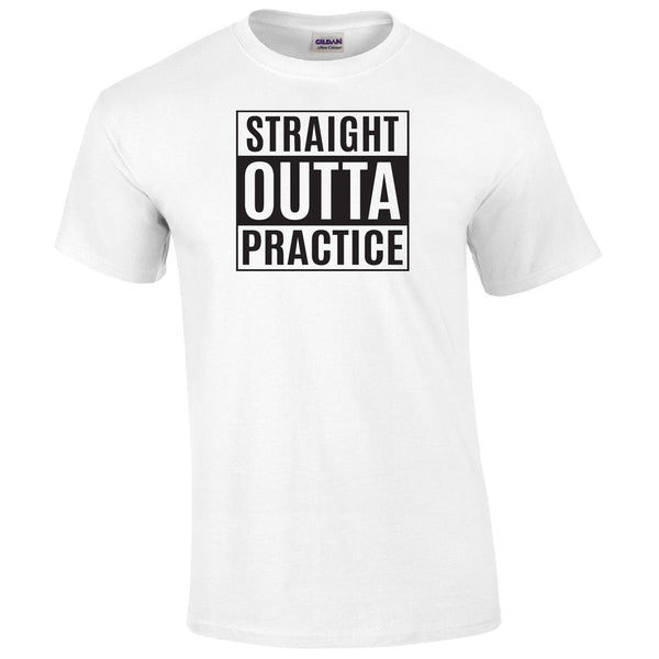 Straight Outta Practice Printed Tee Humorous Shirt 411 Youth Medium White 