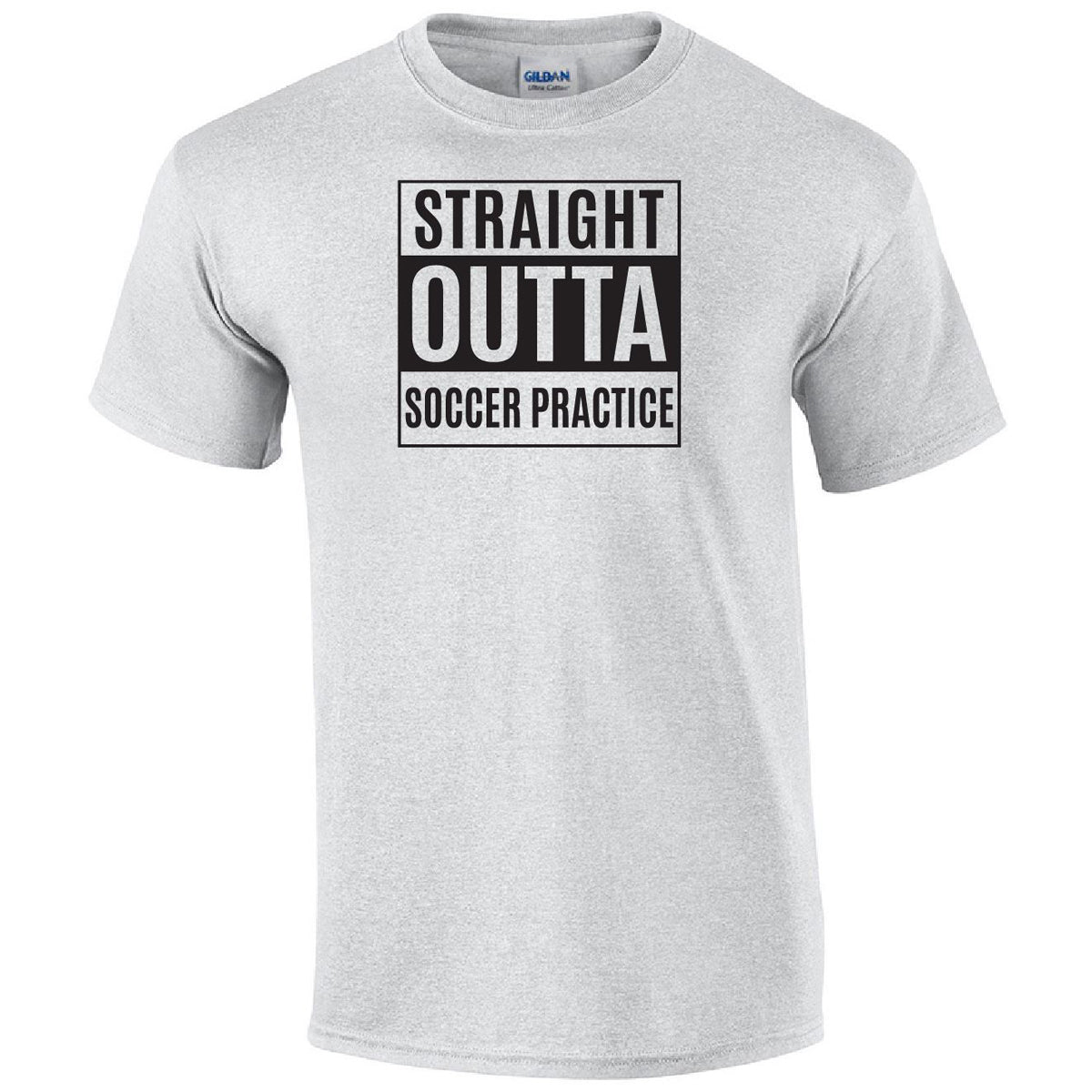 Straight Outta Soccer Practice Printed Tee Humorous Shirt 411 Youth Medium Ash 