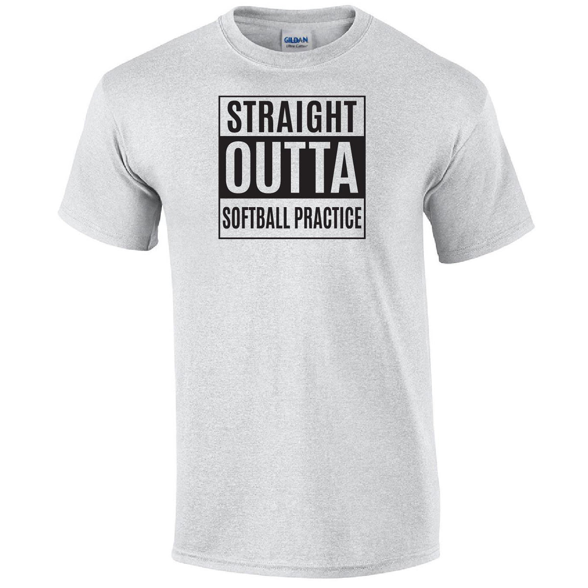 Straight Outta Softball Practice Printed Tee Humorous Shirt 411 Youth Medium Ash 