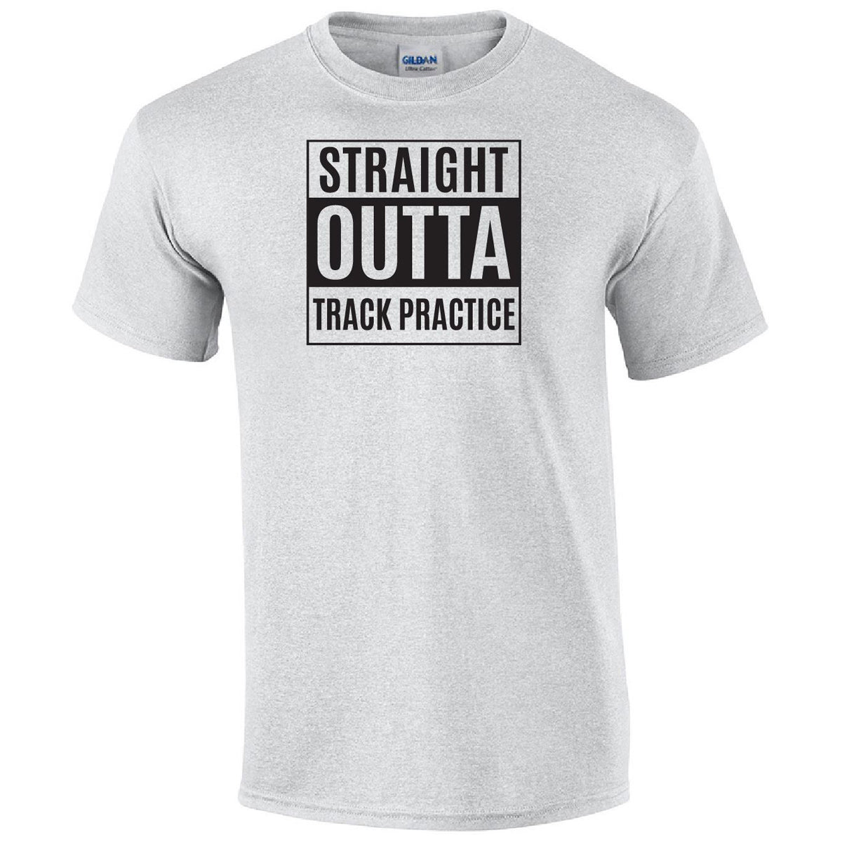 Straight Outta Track Practice Printed Tee Humorous Shirt 411 Youth Medium Ash 