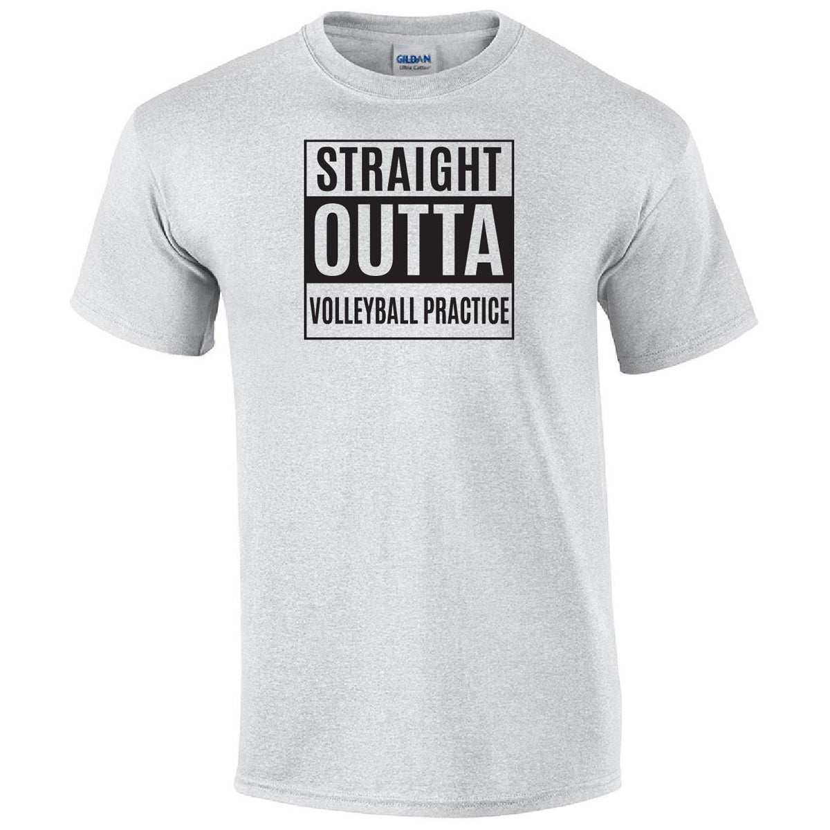 Straight Outta Volleyball Practice Printed Tee Humorous Shirt 411 Youth Medium Ash 
