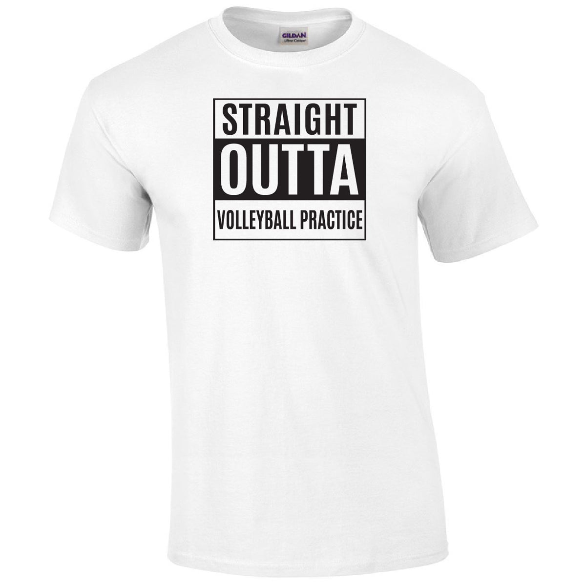Straight Outta Volleyball Practice Printed Tee Humorous Shirt 411 Youth Medium White 