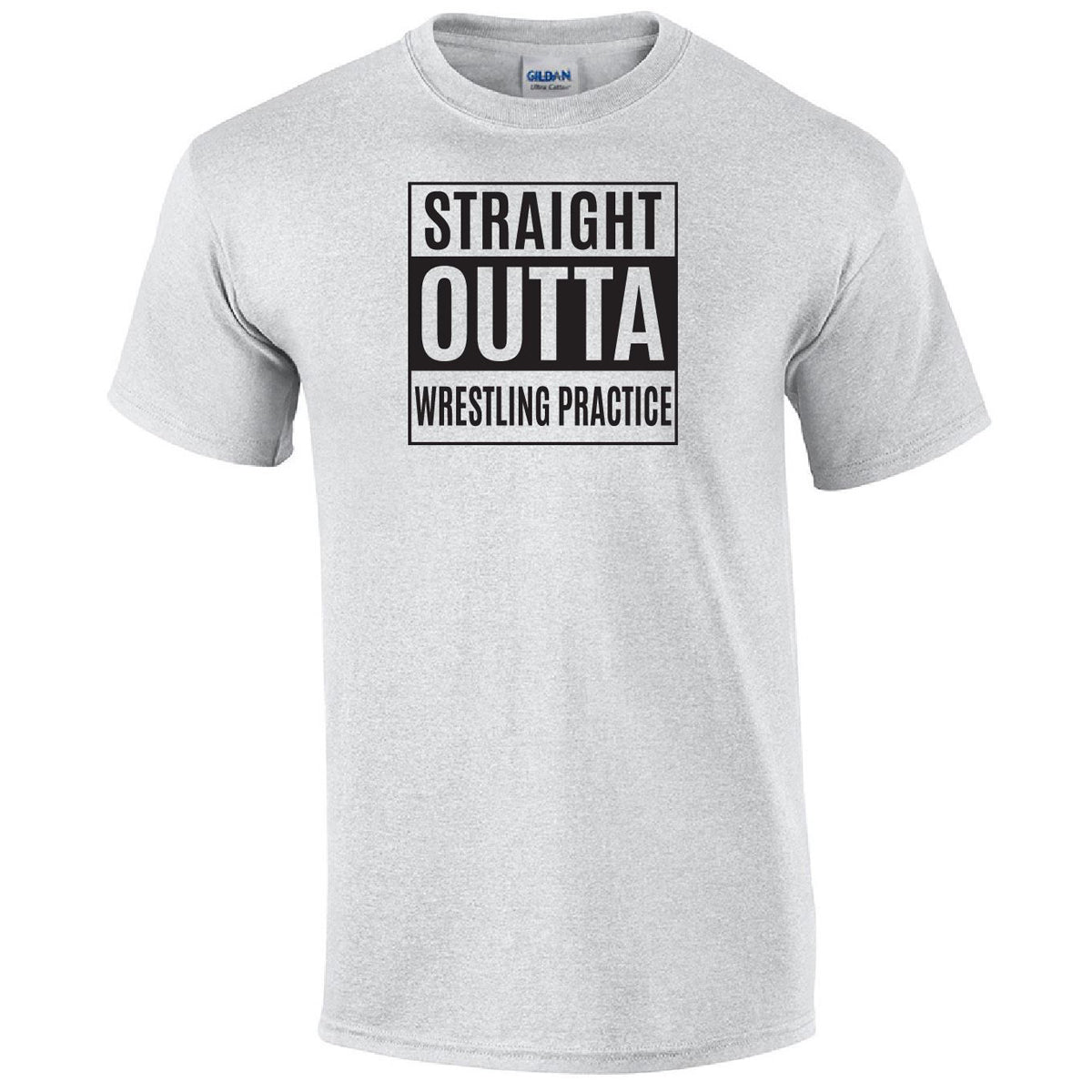 Straight Outta Wrestling Practice Printed Tee Humorous Shirt 411 Youth Medium Ash 