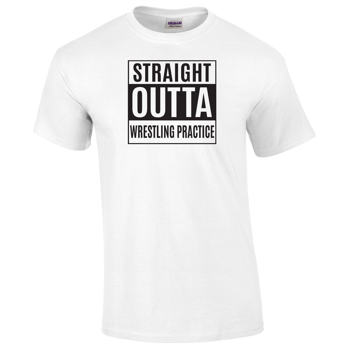 Straight Outta Wrestling Practice Printed Tee Humorous Shirt 411 Youth Medium White 