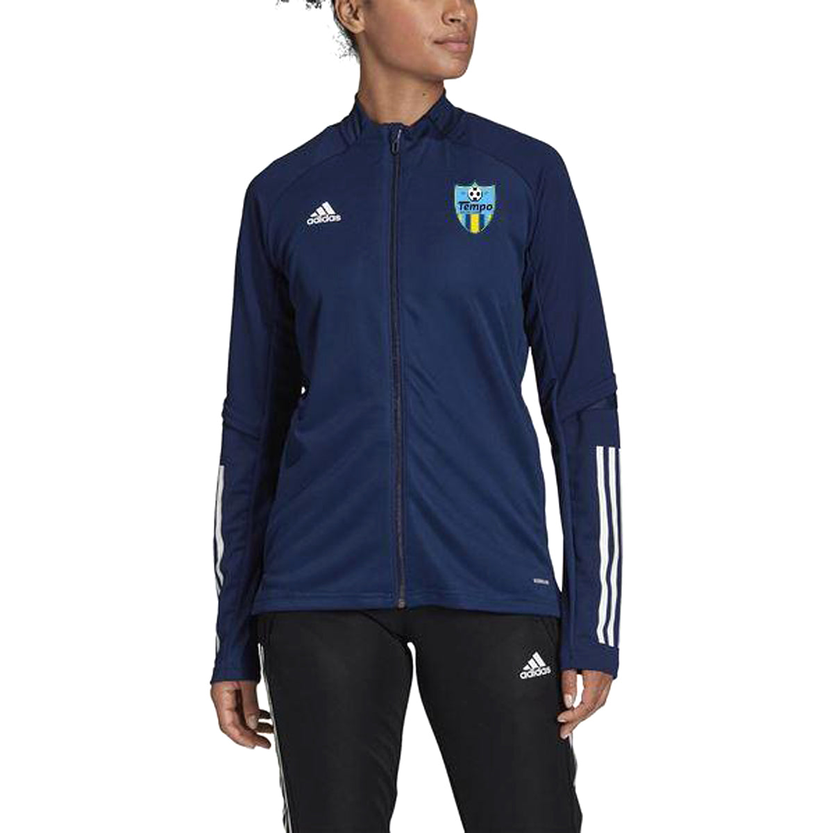 Tempo Women&#39;s Soccer Training Jacket 2020-22 | Dark Blue/Vista Grey Jacket Adidas Women&#39;s X-Small Dark Blue/Vista Grey 