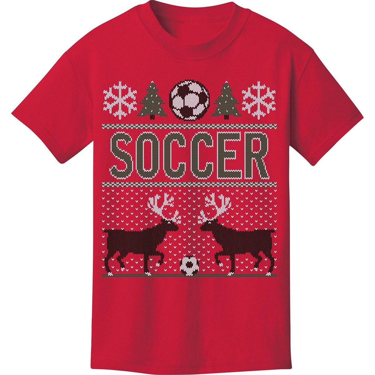 Ugly Sweater Soccer T-Shirt Humorous Shirt 411 Youth Small Red 