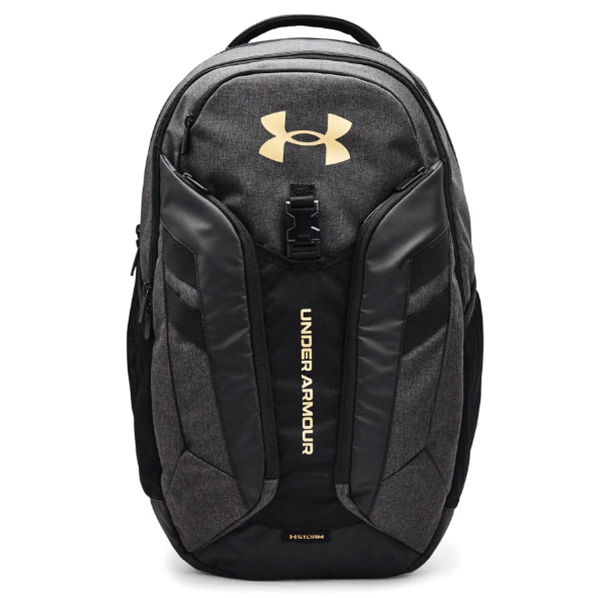 Under Armour UA Hustle Pro Backpack Backpack Under Armour OSFA Black Medium Heather / Black / Metallic Gold 