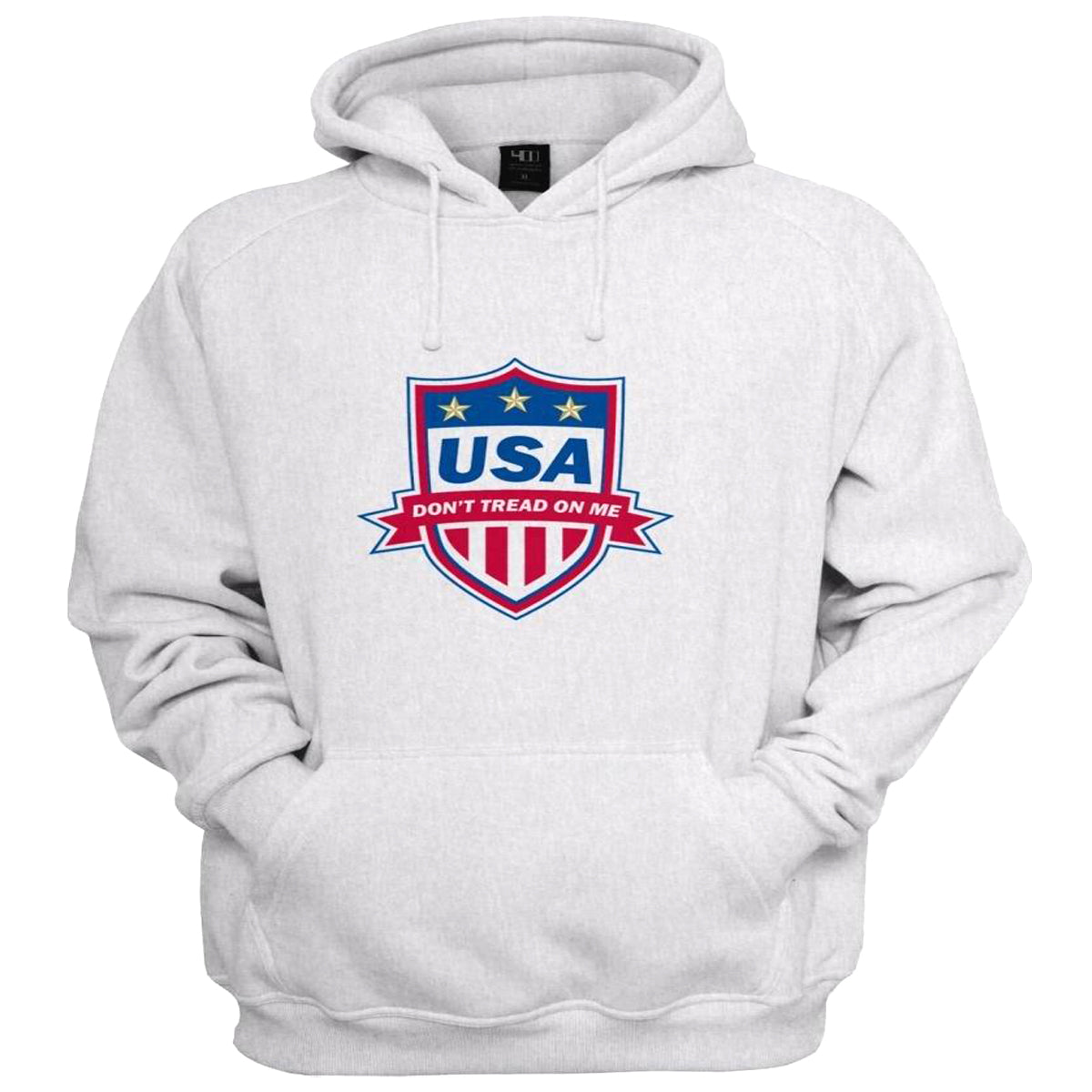 USA Don't Tread on Me Soccer Badge Printed Hooded Sweatshirt Hooded Sweatshirt 411 Adult Small Ash 
