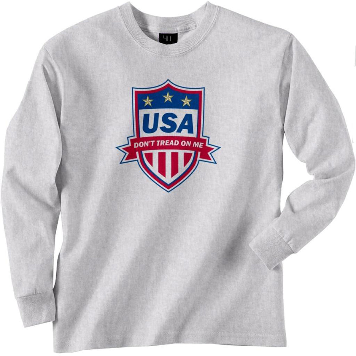 USA Don't Tread on Me Soccer Badge Printed Long Sleeve Tee T-shirts 411 Youth Medium Ash 