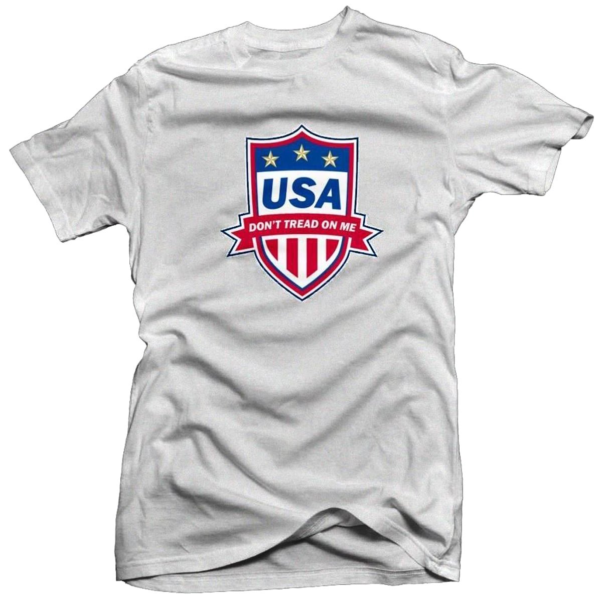 USA Don't Tread on Me Soccer Badge Printed Tee Customized T-shirts 411 Youth Medium Ash 
