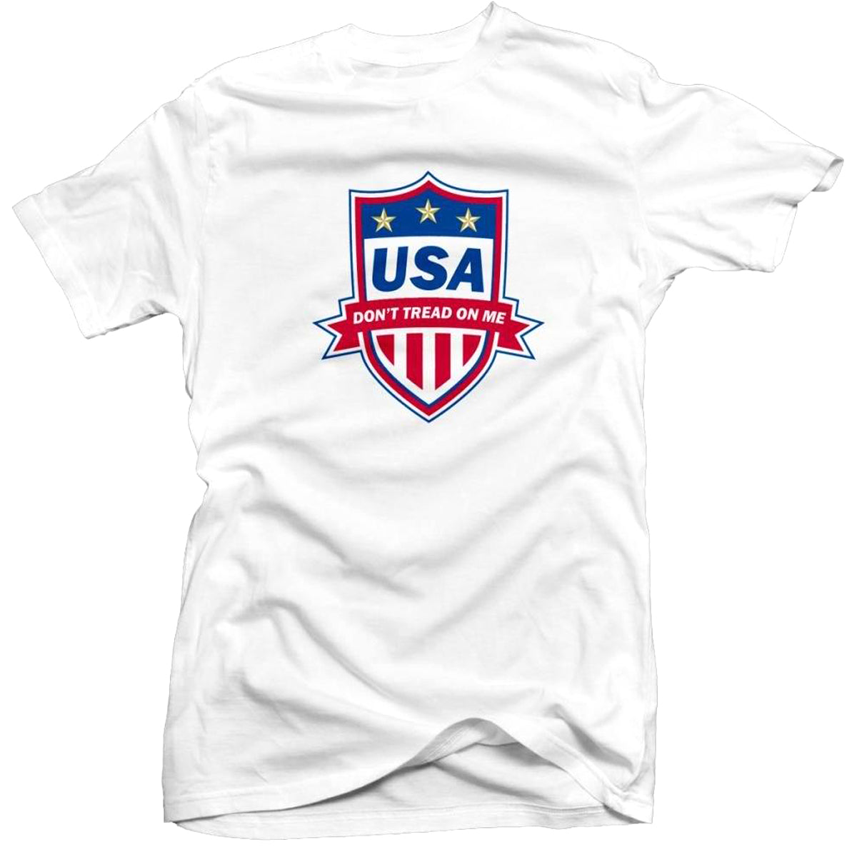 USA Don't Tread on Me Soccer Badge Printed Tee Customized T-shirts 411 Youth Medium White 