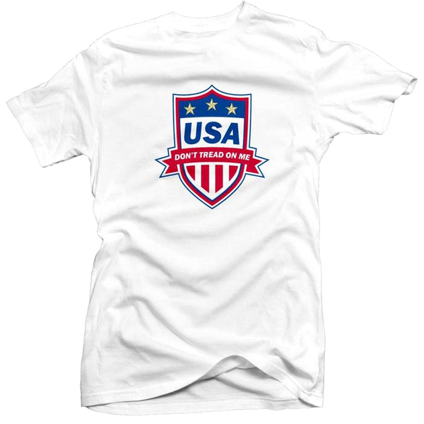 USA Don&#39;t Tread on Me Soccer Badge Printed Tee Customized T-shirts 411 Youth Medium White 
