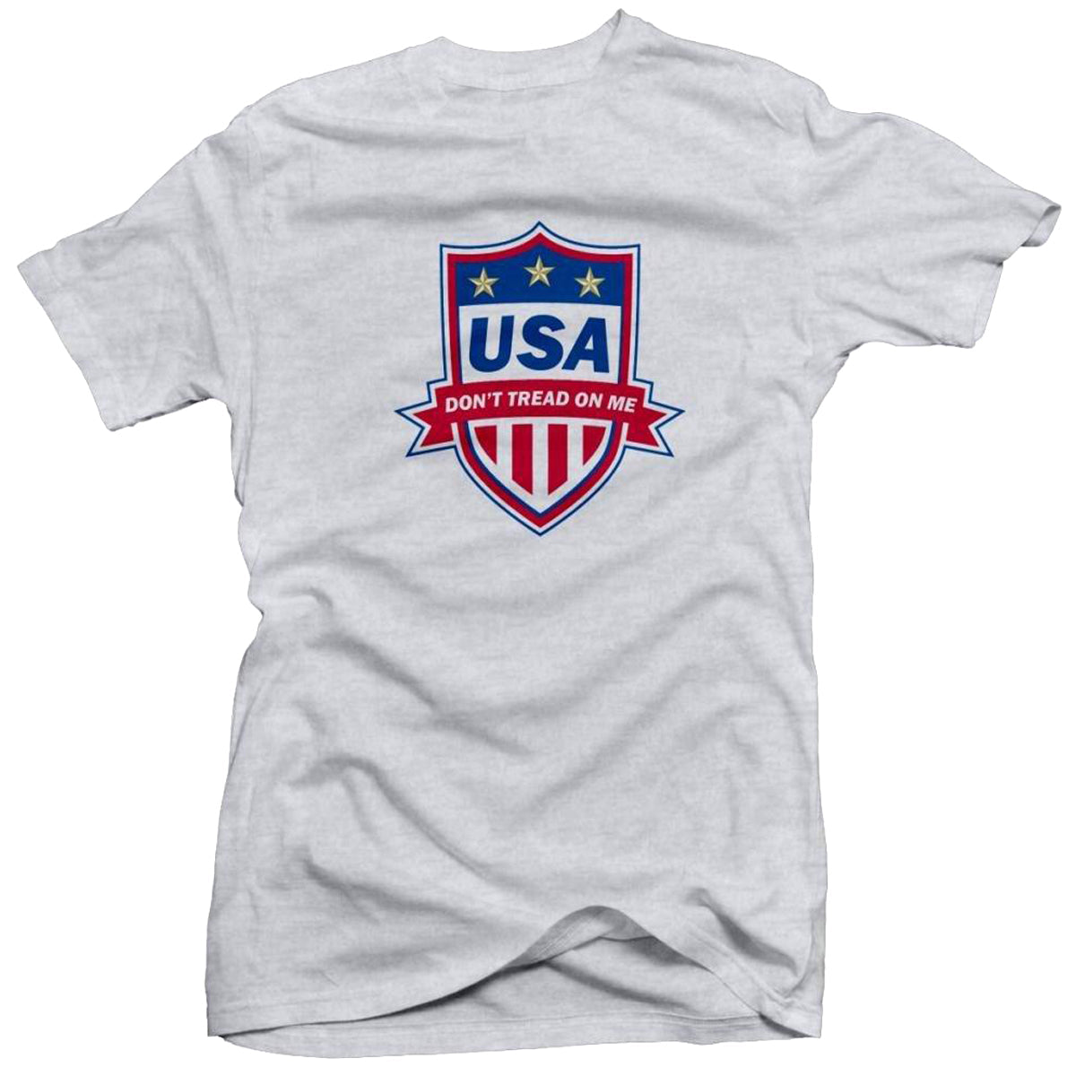 USA Don't Tread on Me Soccer Badge Printed Tee T-shirts 411 Youth Medium Ash 
