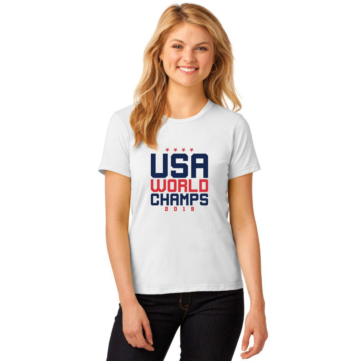 USA World Champions Shirt T-shirts 411 Small White Womens