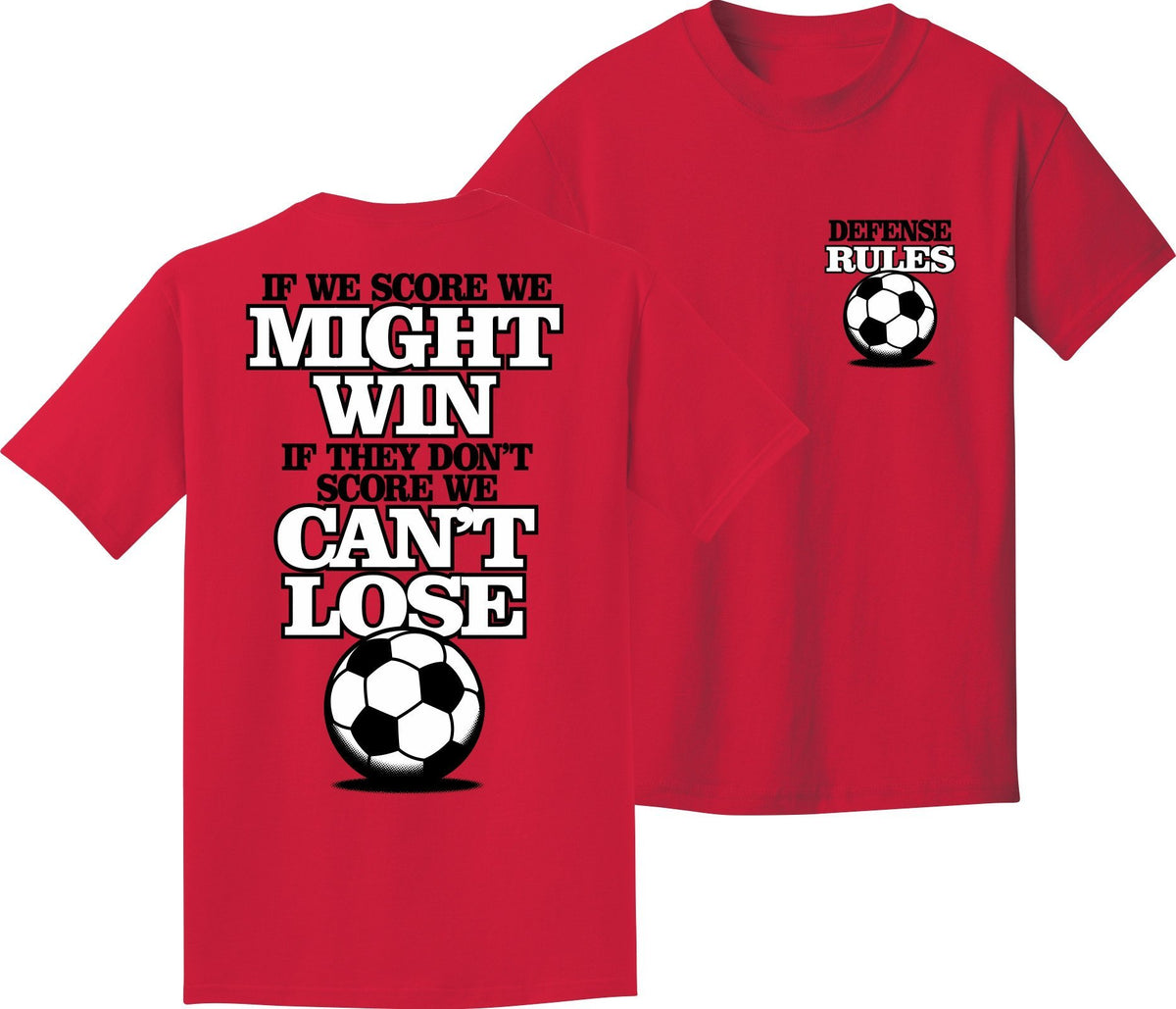 Utopia Defense Rules Soccer T-Shirt Humorous Shirt Utopia Youth Small Red 