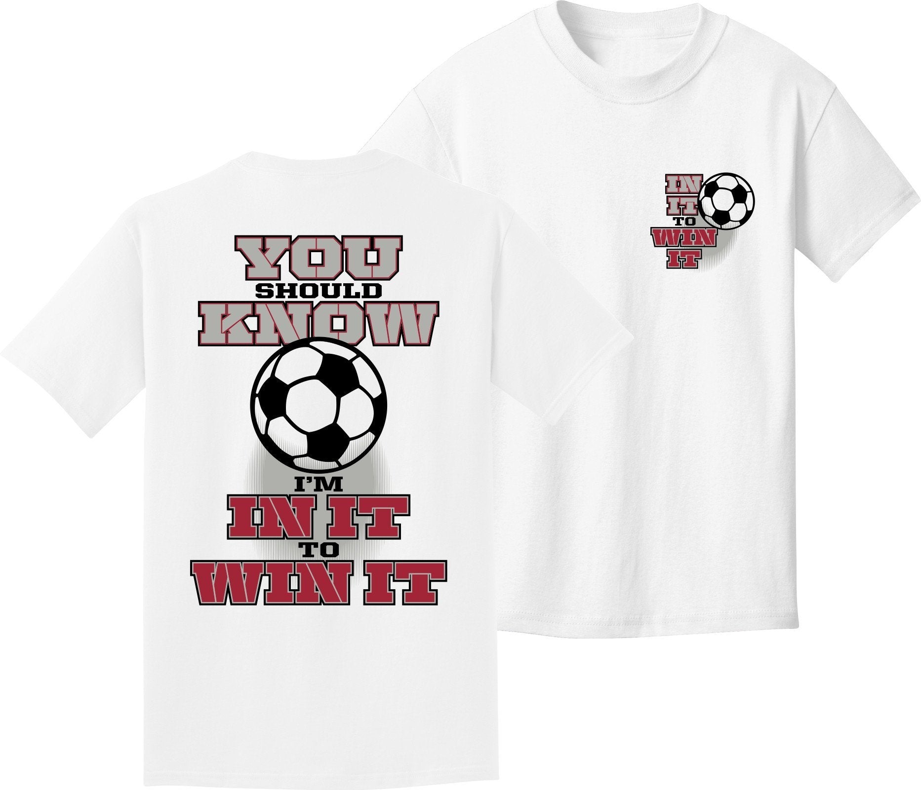 in It to Win It Short Sleeve Soccer T-Shirt | Size Youth Small | White