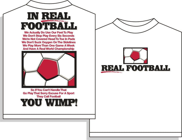 Utopia Real Football Short Sleeve Soccer T-Shirt Humorous Shirt Utopia Adult Small White 