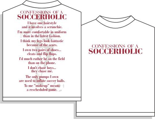Utopia Socceraholic Short Sleeve Soccer T-Shirt Humorous Shirt Utopia Adult Small White 