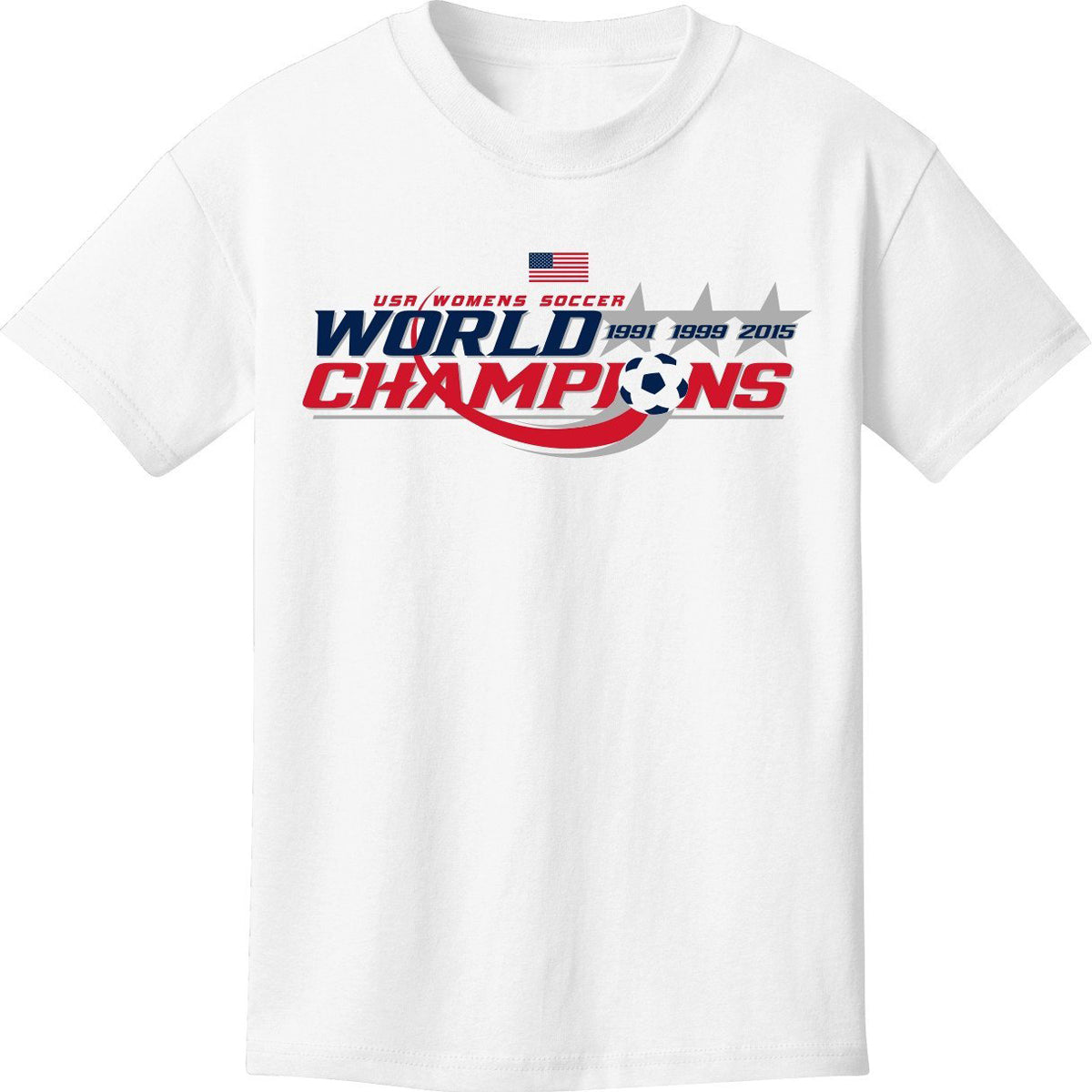 USA Women's World Champs Soccer T-Shirt | Size Youth Medium | White