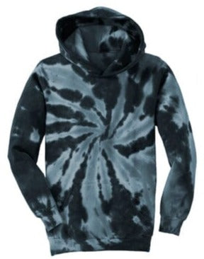 Youth Tie-Dye Pullover Hooded Sweatshirt Shirts & Tops Port & Company Small Black 