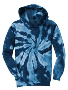 Youth Tie-Dye Pullover Hooded Sweatshirt Shirts & Tops Port & Company Small Navy 