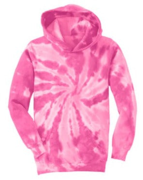 Youth Tie-Dye Pullover Hooded Sweatshirt Shirts & Tops Port & Company Small Pink 