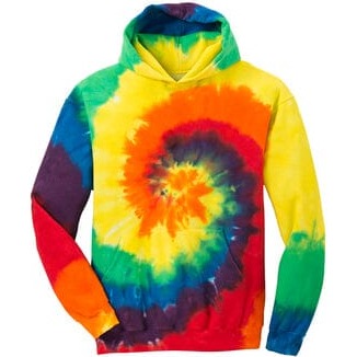 Youth Tie-Dye Pullover Hooded Sweatshirt Shirts & Tops Port & Company Small Rainbow 