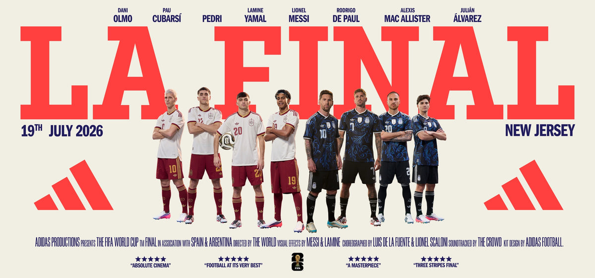 La Final — Spain vs Argentina, 19th July 2026, New Jersey. adidas presents the FIFA World Cup Final. Shop World Cup gear.